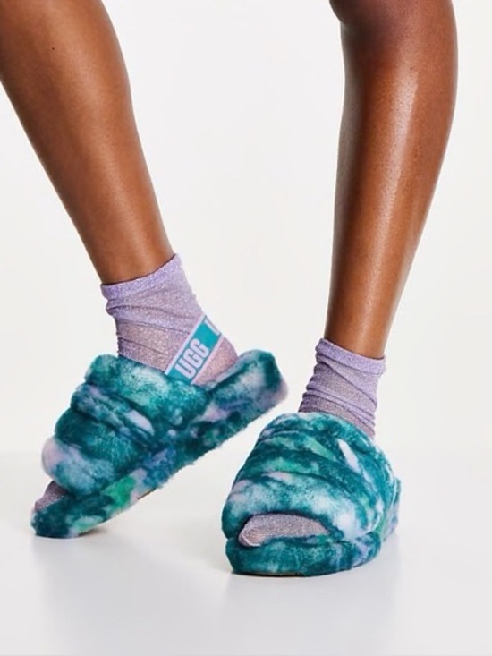 UGG Shoes - UGG Fluff Yeah Slides in Aquatic Tie-Die Size 9 Limited Edition